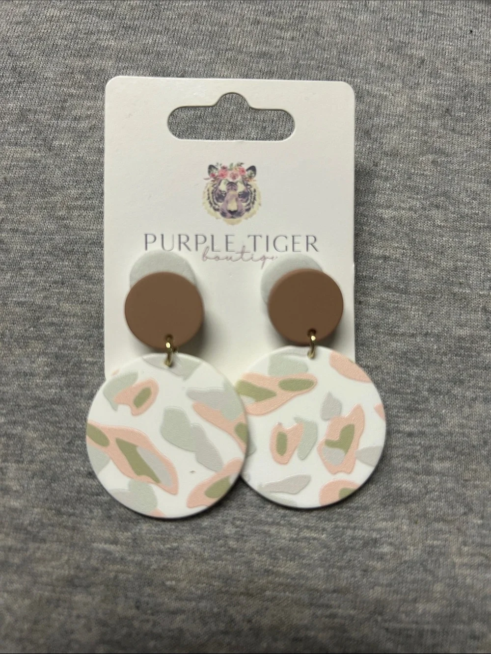 Kids Beige & Pastel Pattern Drop Earrings